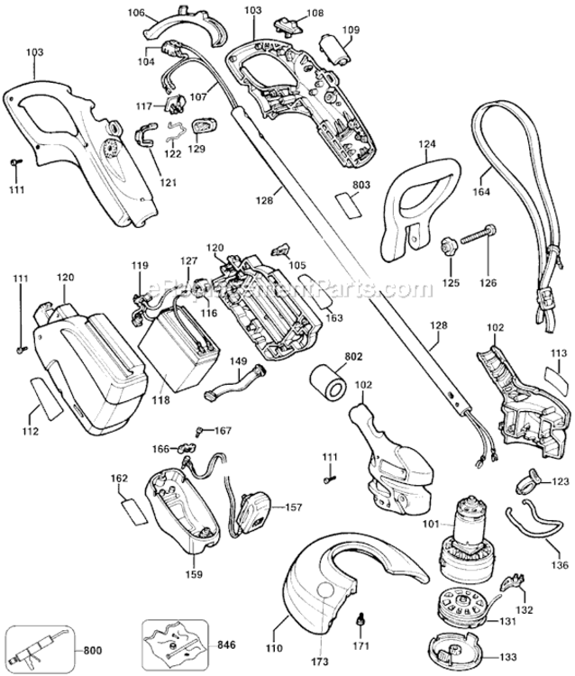Page A Diagram and Parts List for CST1000 Type 3 Black and Decker Trimmer